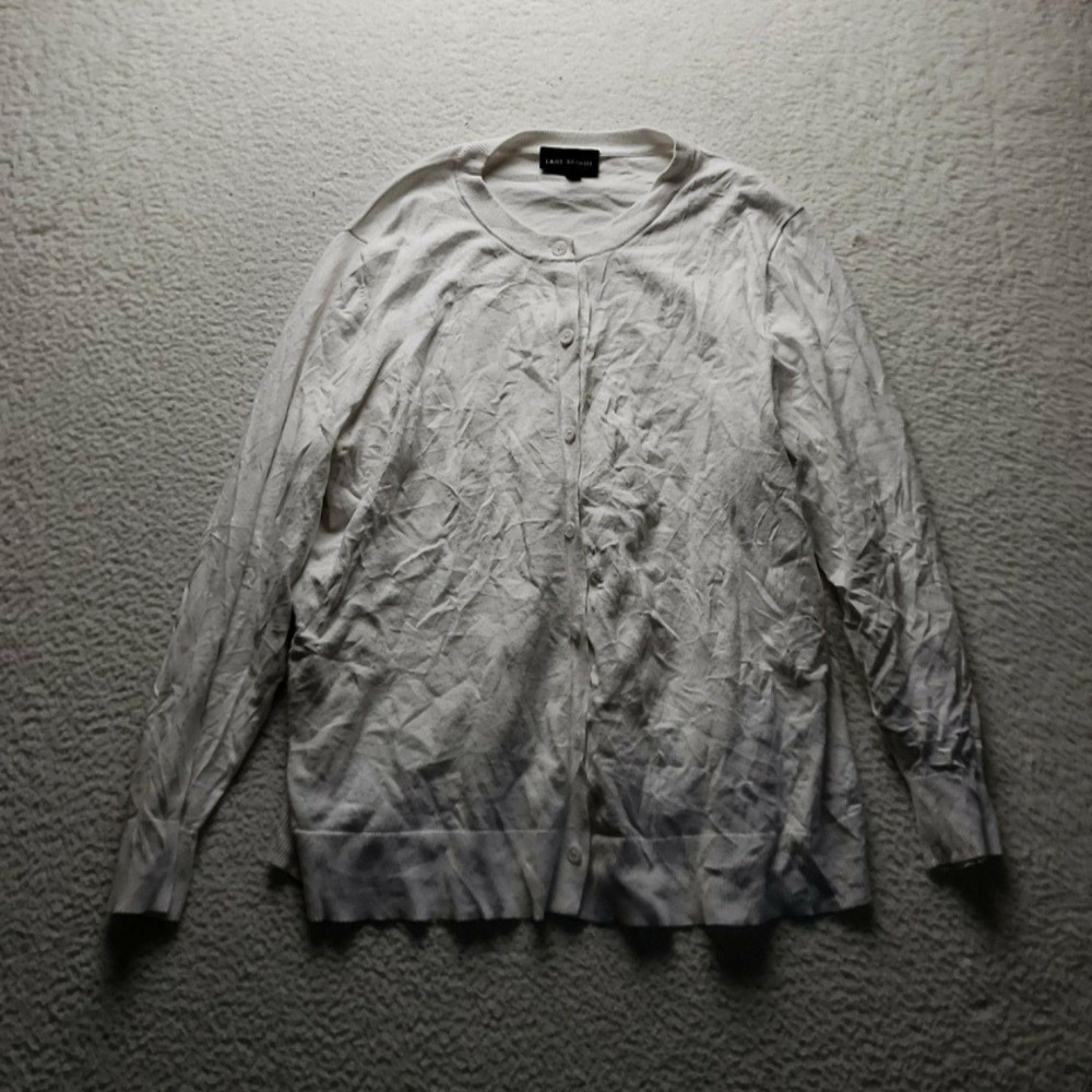 Lane Bryant Cardigan Sweater Womens 18/20 White Crew Neck Button Front Knit